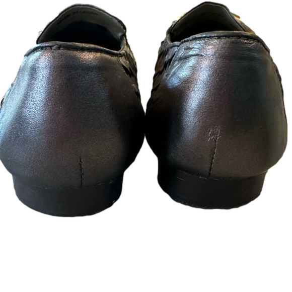 Vintage West Coast Woven Slip On Flats Loafers Pewter Gold Horse-bit Huaraches 9 - Picture 5 of 7